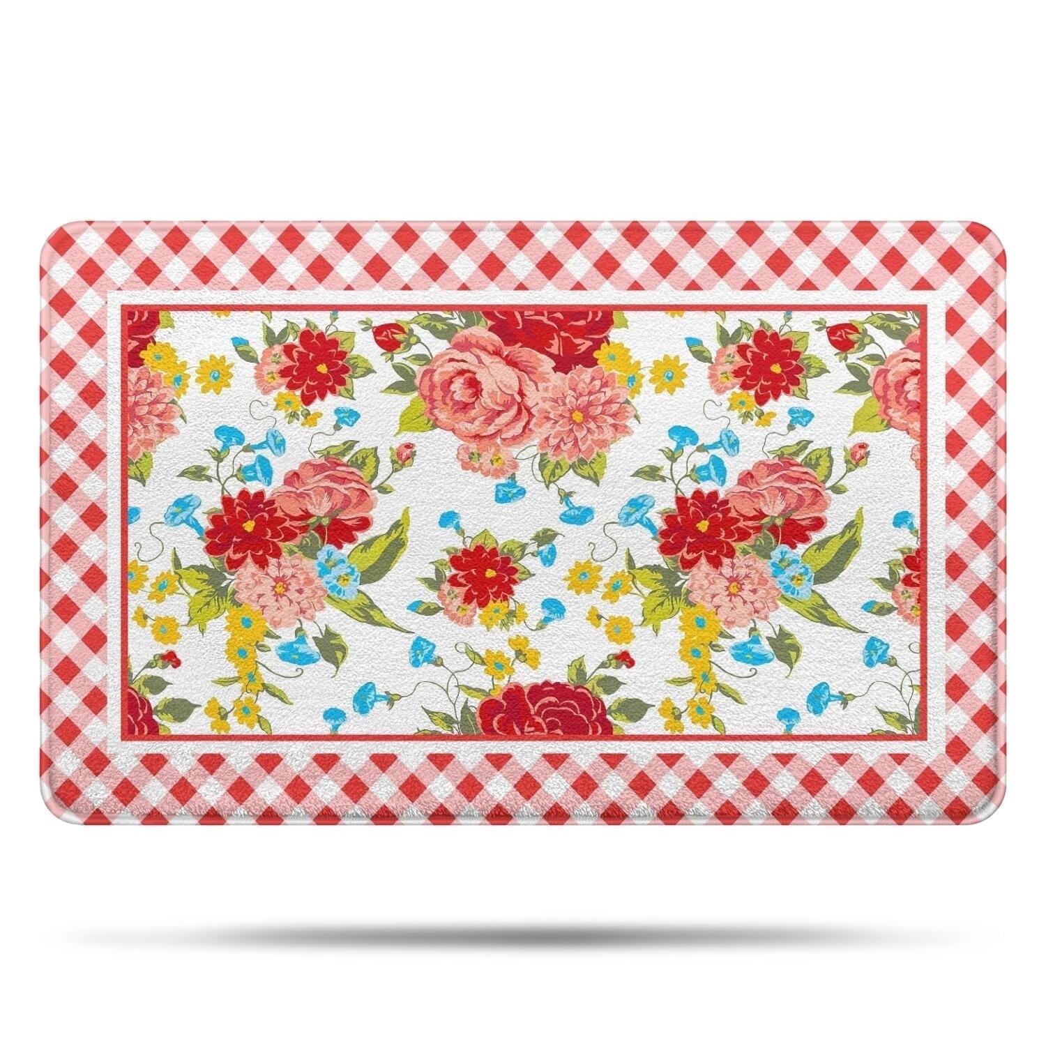 Flower Design Bath Mat Soft Rug Rubber Non Slip Quick Dry Pioneer Flower Woman Super Absorbent Thin Bathroom Rugs Shower Bathtub Shower Room Sink 20x32 Inch
