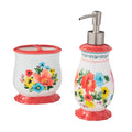 Multi- Color 2 Piece Ceramic Bath Accessories Set, Breezy Blossom | Prairie Lane - View 1