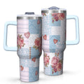 OBREWU Pioneer Flower Tumbler with Handle and Lid,40oz Pioneer Flower Double Wall Vacuum Insulated Tumbler,Pioneer Flower Cups Gift for Women and Men
