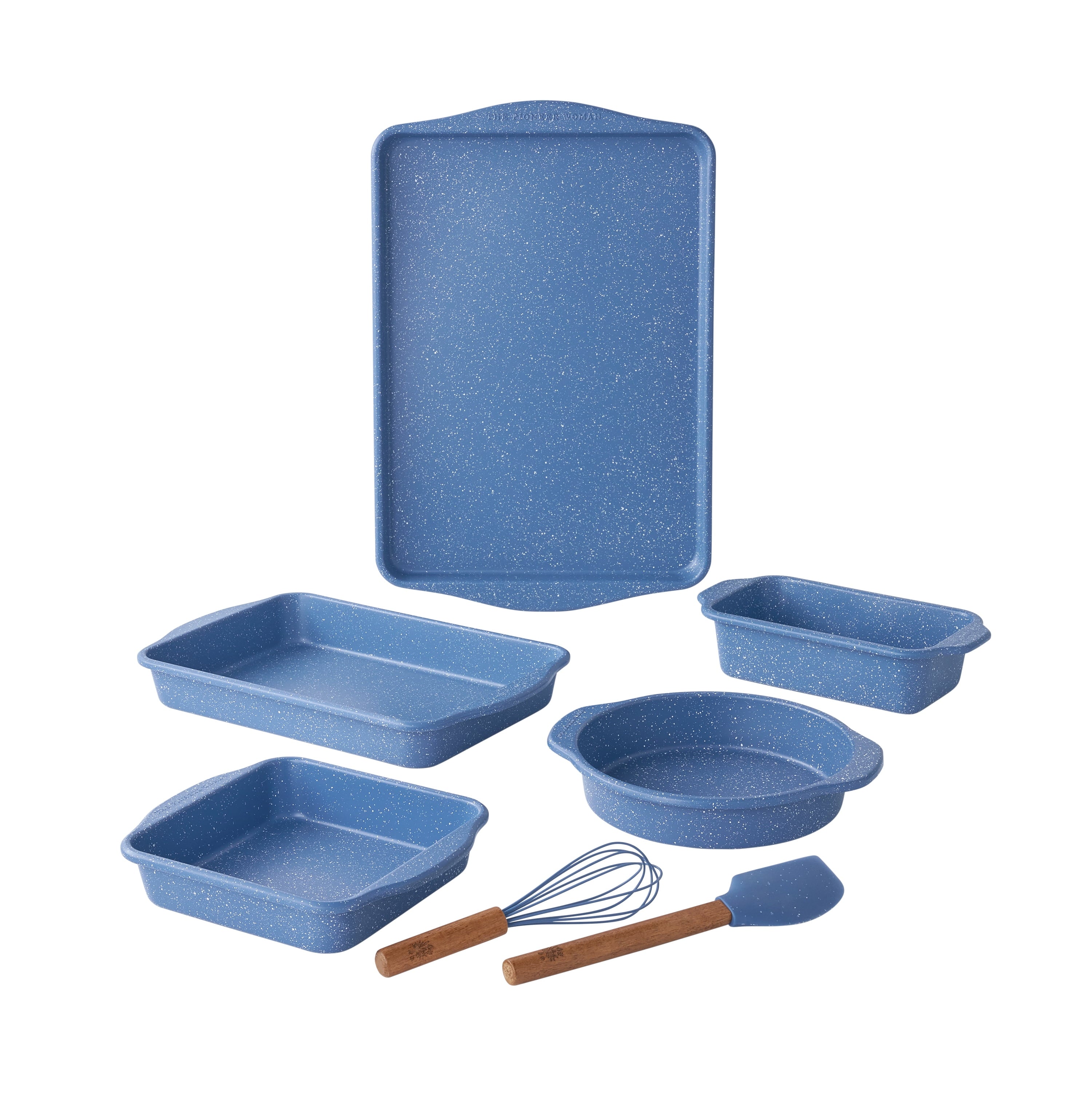 7-Piece Aluminized Steel Bakeware Set, Nonstick, Blue Speckle | Prairie Lane - View 1