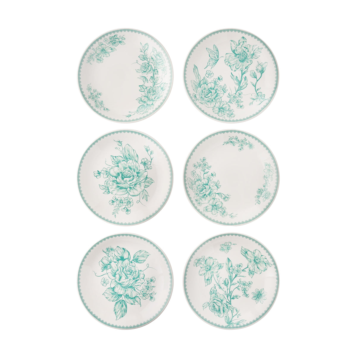 The Pioneer Woman Agatha Stoneware Appetizer Plate, Blue, Set of 6