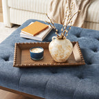 Harper Rustic Brown Decorative Tray with Beaded Rim, 18.7 x 12.4 inches | Prairie Lane - View 1