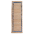 Denim Jute Runner Rug, Natural with Blue Border, 30 x 96 Inches | Prairie Lane - View 1