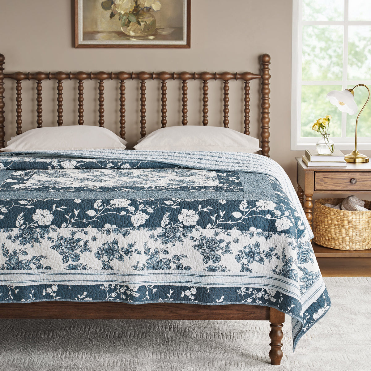 The Pioneer Woman Avery Cotton Patchwork Quilt, Full/Queen, Blue Dust Bedding