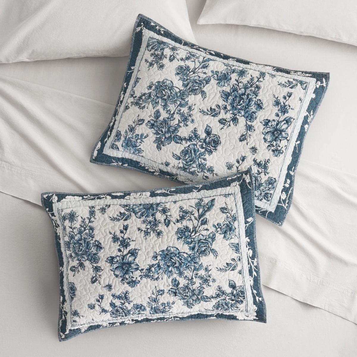 Agatha Floral Gauze Pillow Sham, Standard, Blue Dust, 2 Pack | Prairie Lane
