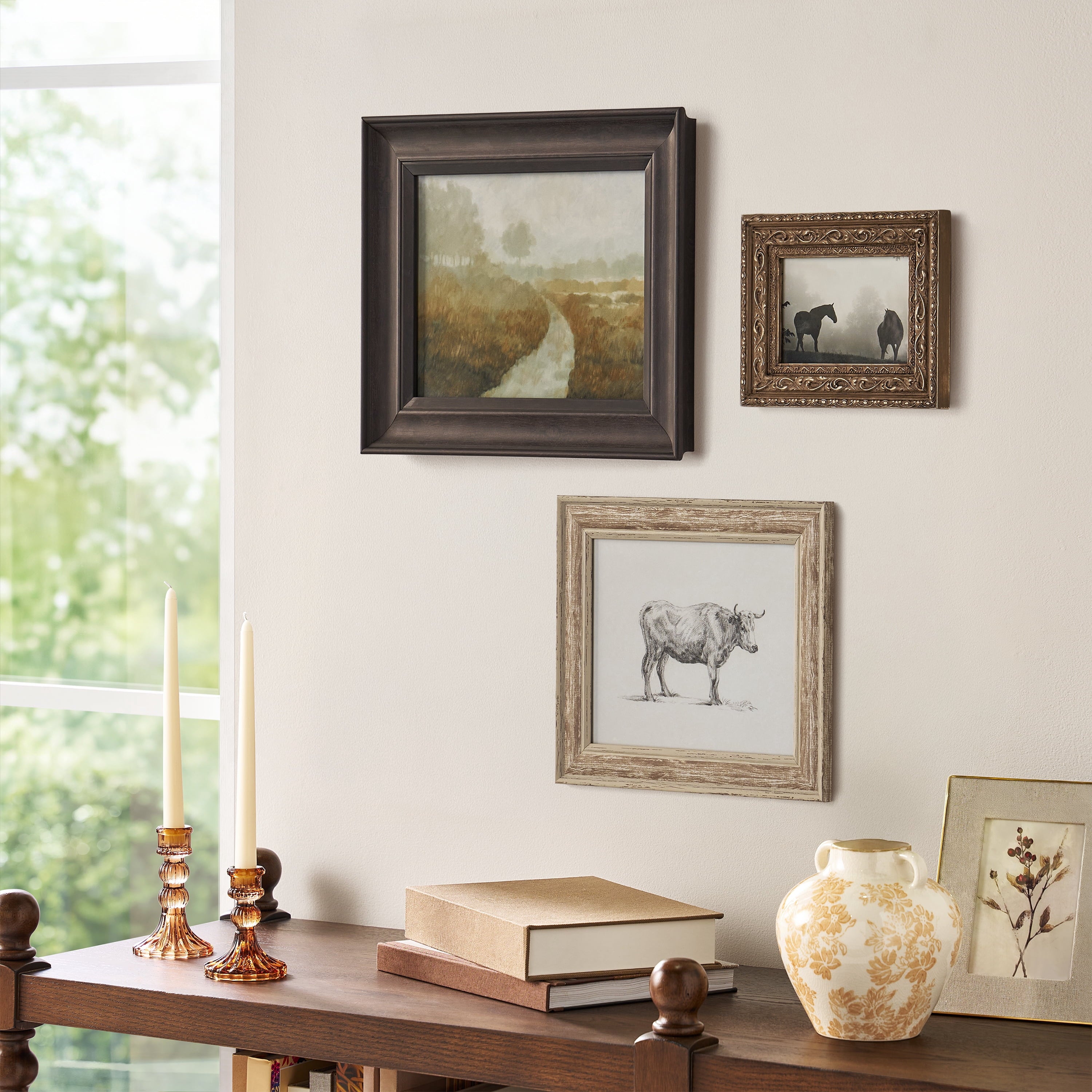 Western Landscape Wall Art Set: Rustic Cowboy Nature Canvas Prints | Prairie Lane - View 1
