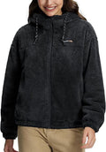 Women's Fuzzy Fleece Jacket Lightweight Full Zip Up Sherpa Jacket with Hood | Prairie Lane - View 1