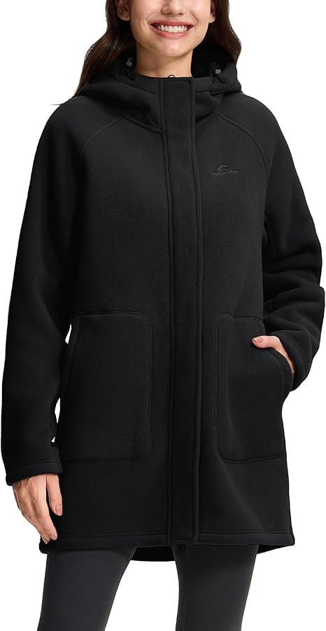 Women's Long Fleece Jacket Thermal Sherpa Lined Full Zip Up Hoodies with | Prairie Lane - View 1
