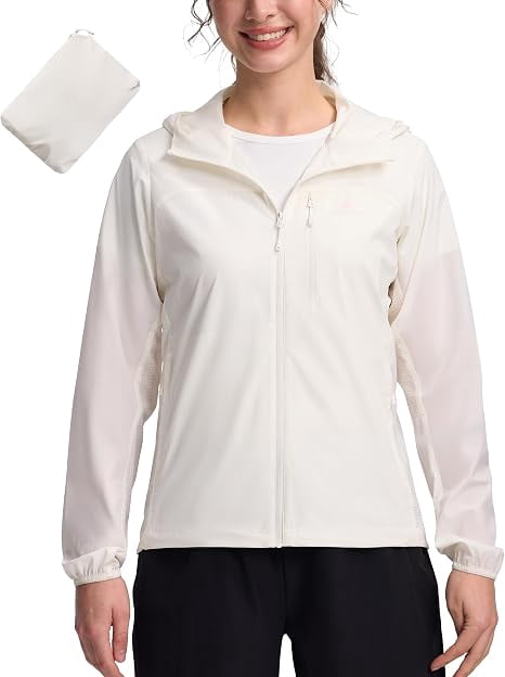 Women‘s UPF 50+ Windbreaker Jacket, Lightweight Packable Sun Protection Hoodie | Prairie Lane
