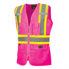 Pioneer Women's Custom Fit Hi-Vis Mesh Back Safety Vest - Color: Pink - Size: XL | Prairie Lane - View 1
