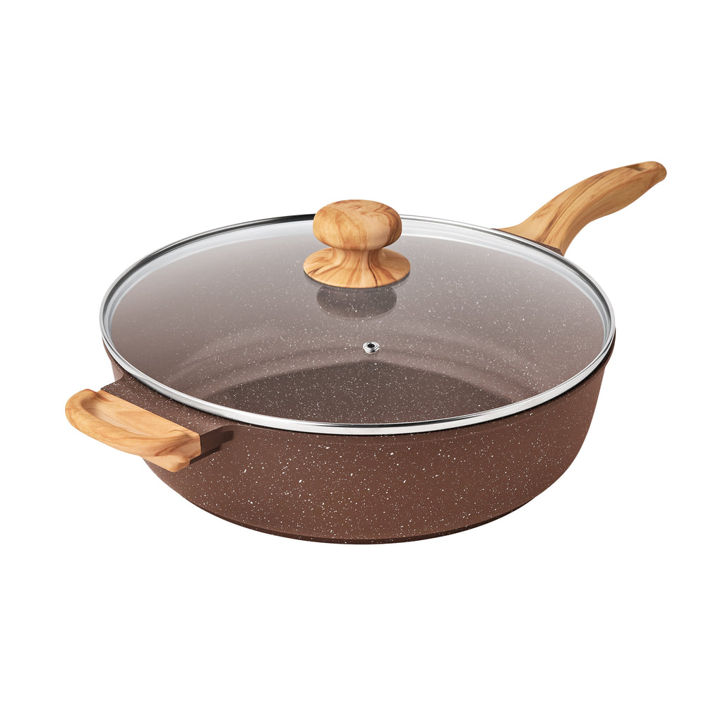 The Pioneer Woman Prairie Signature 6-Quart Cast Aluminum Jumbo Cooker Saute Pan, Charcoal Speckle