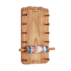Keepsake Floral 17.7" Ceramic Rolling Pin with Acacia Wood Holder | Prairie Lane - View 1