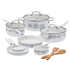 12-Piece Classic Ceramic Cookware Set, Agatha Blue | Prairie Lane - View 1