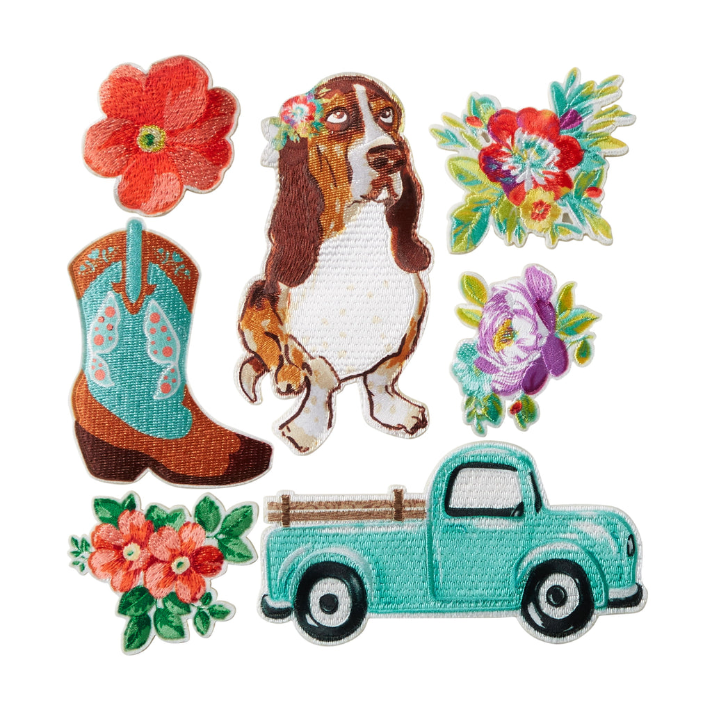 Assorted Adhesive Iron-on Patch Appliques Set, 7-Piece | Prairie Lane - View 1