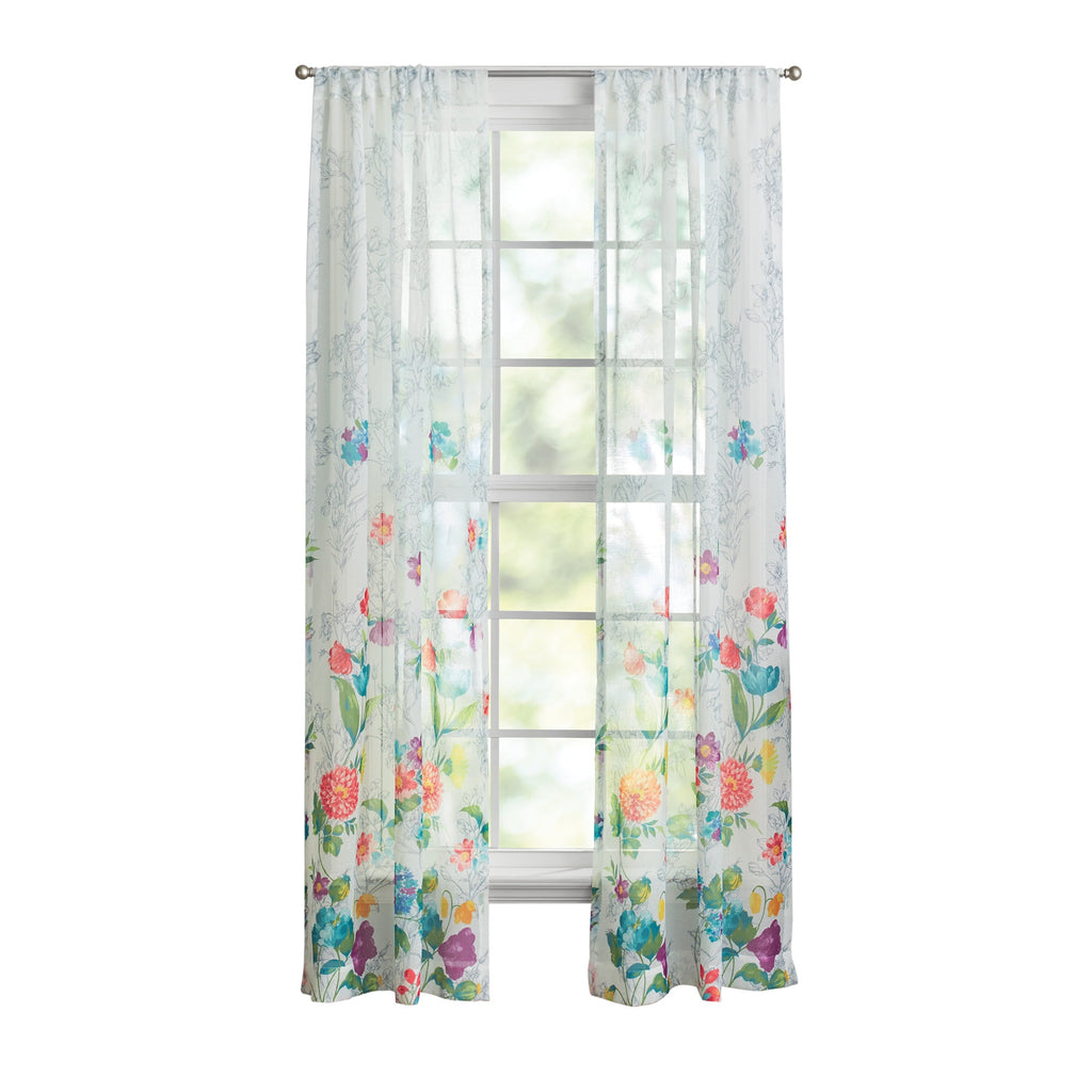 Blooming Bouquet Curtain Panel Pair, Set of 2, Floral, 40"W x 84"L | Prairie Lane - View 1