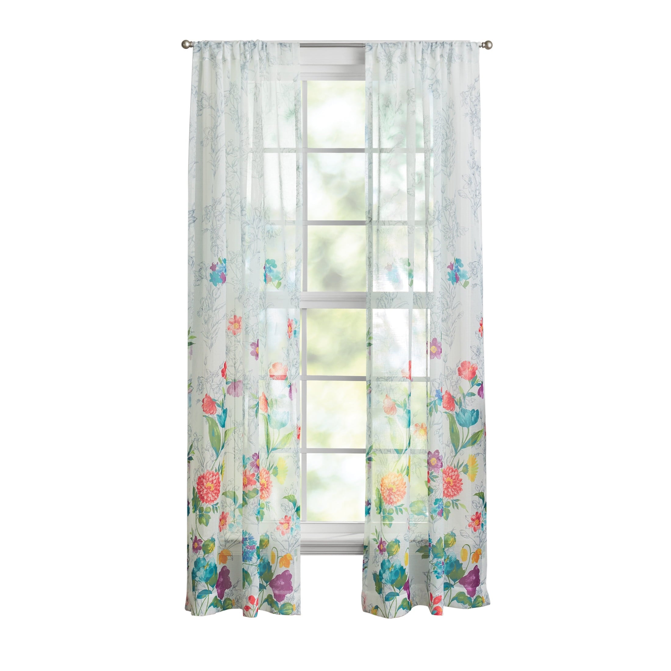 Blooming Bouquet Curtain Panel Pair, Set of 2, Floral, 40"W x 84"L | Prairie Lane - View 1