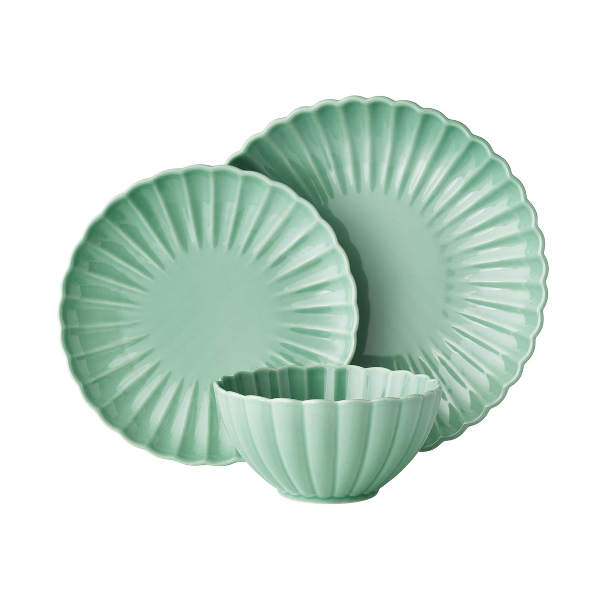 The Pioneer Woman Colette 12-Piece Stoneware Dinnerware Set, Blue