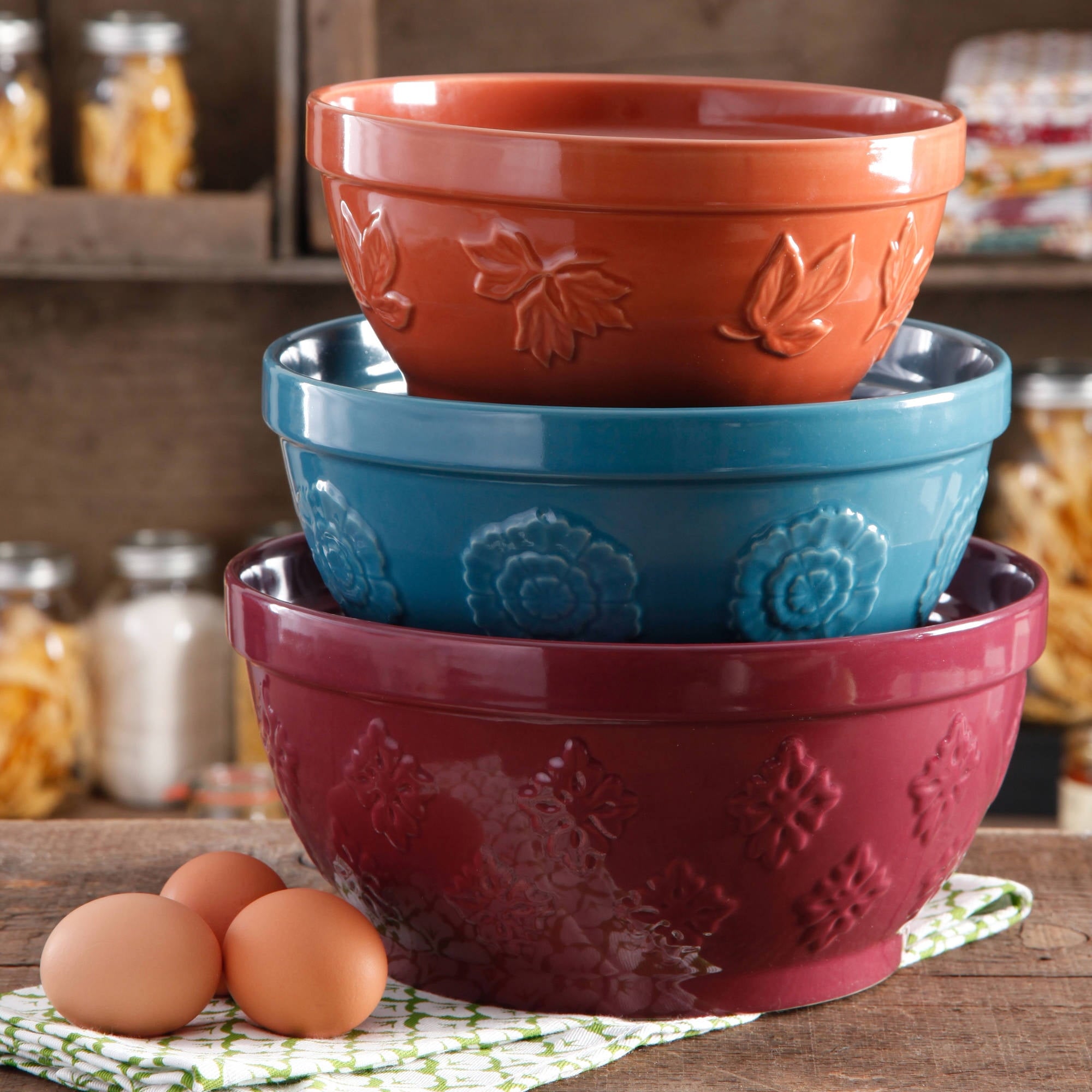 Cornucopia Ceramic Mixing Bowl Set, 3 Piece | Prairie Lane - View 1