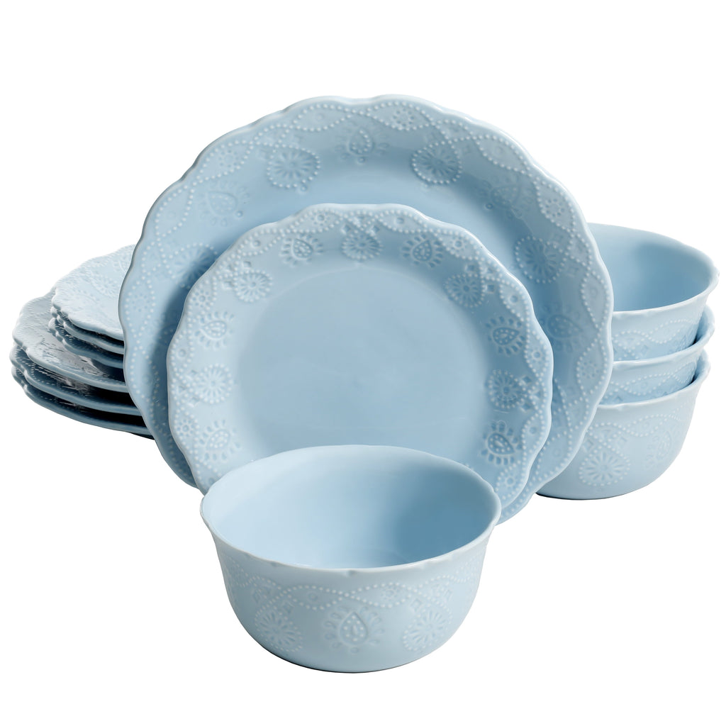 Cowgirl Lace 12-Piece Dinnerware Set, Red | Prairie Lane