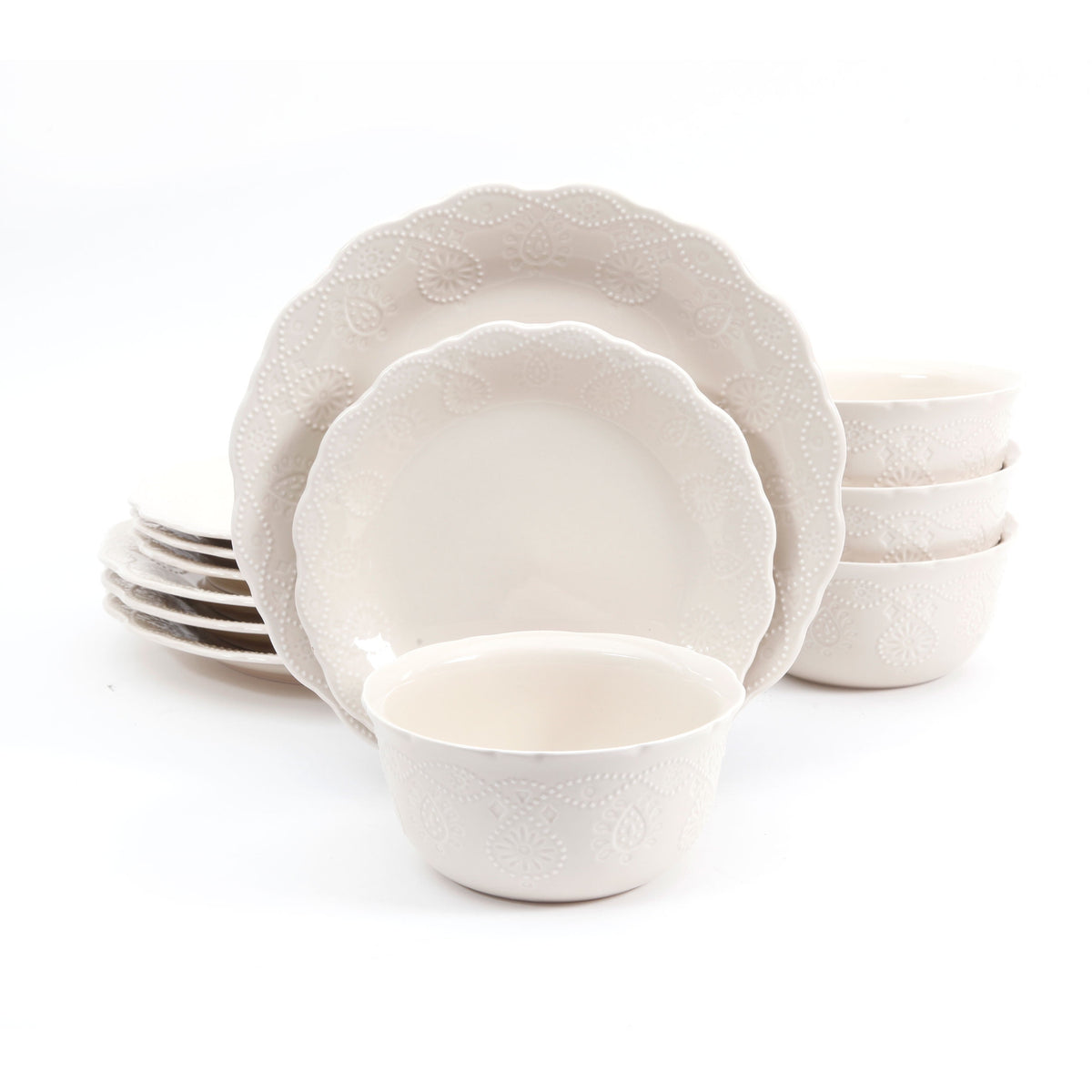 Cowgirl Lace 12-Piece Dinnerware Set, Red | Prairie Lane