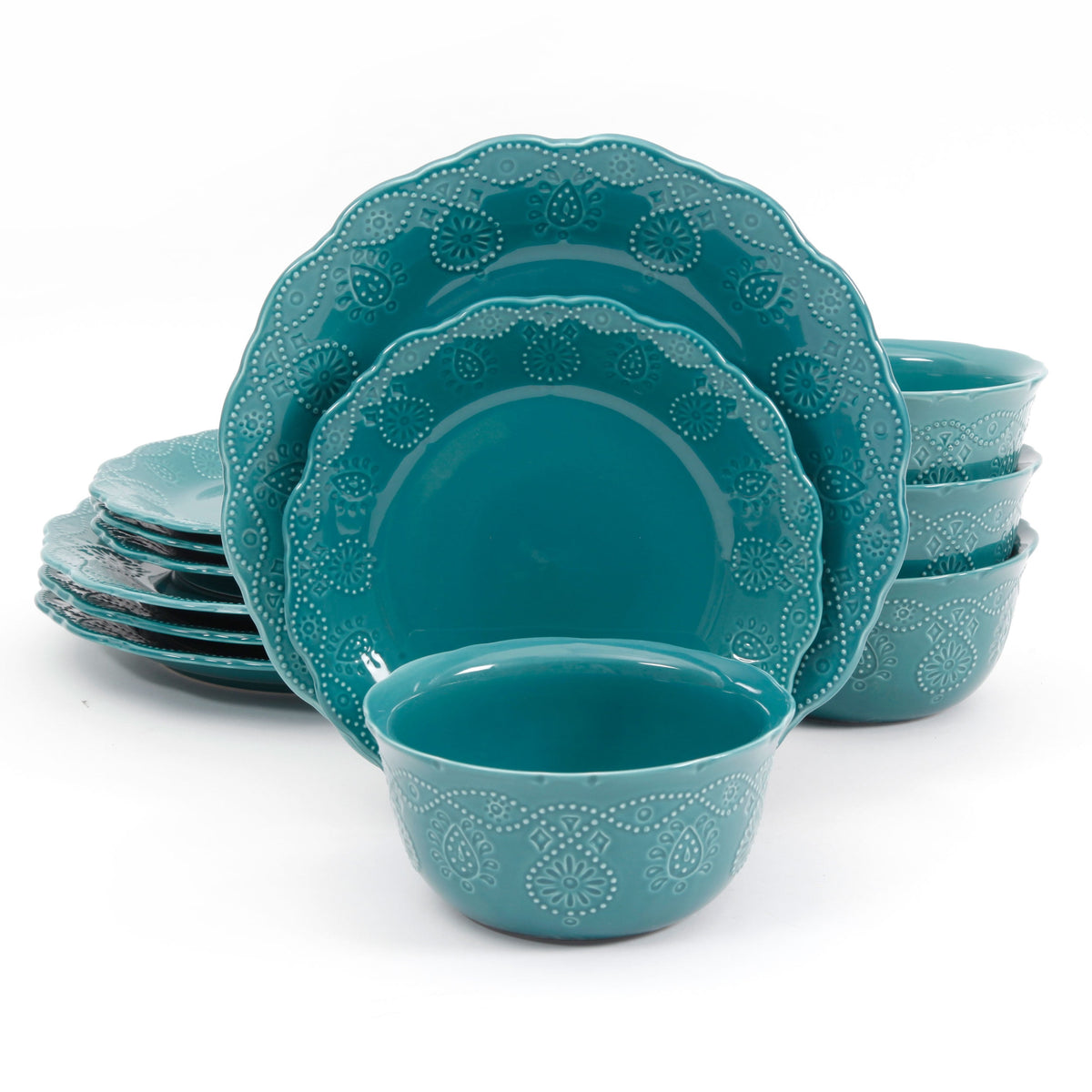 Cowgirl Lace 12-Piece Dinnerware Set, Red | Prairie Lane