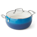Harlow 7.5 Qt Ceramic Non-Stick Stock Pot with Lid, Denim Blue | Prairie Lane - View 1