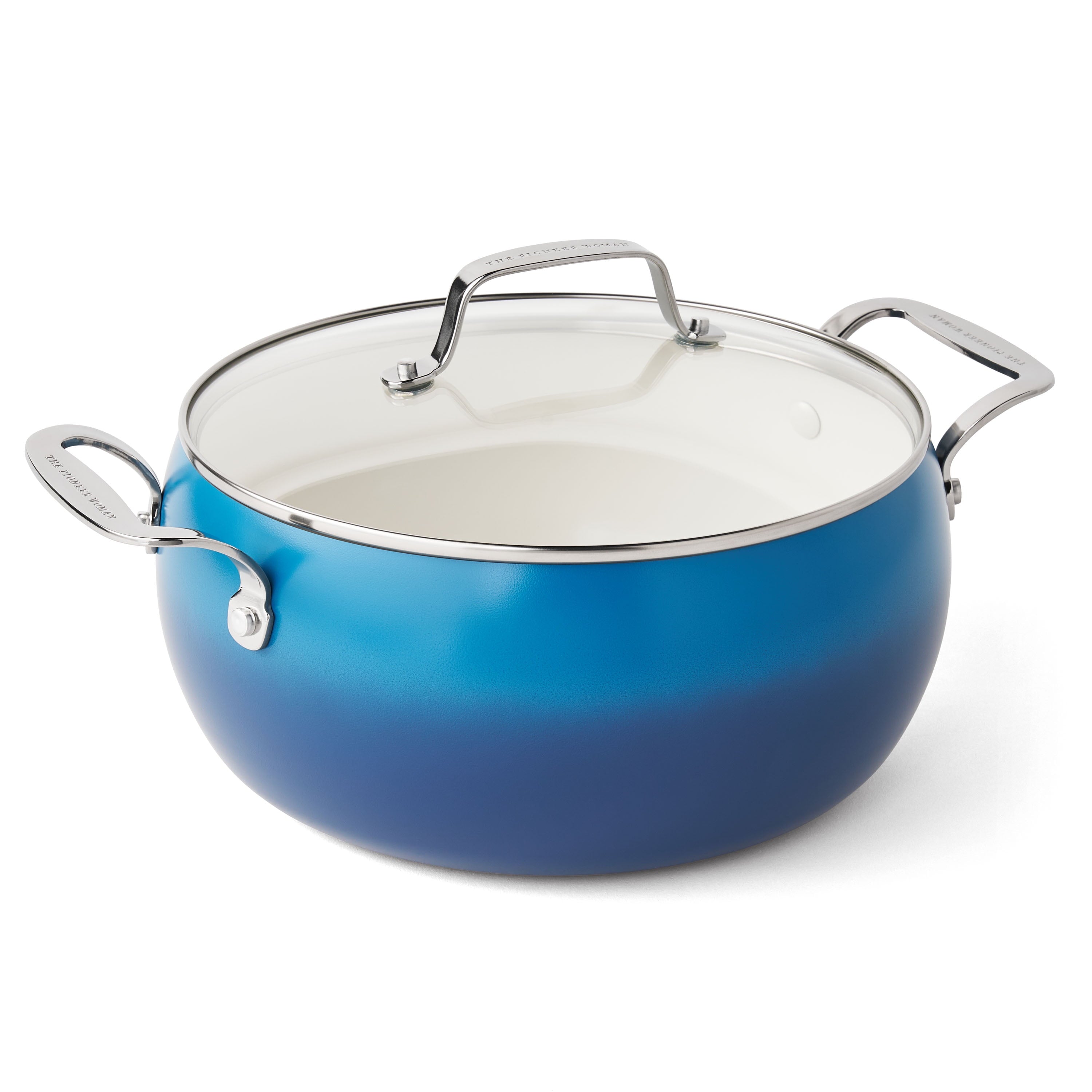 Harlow 7.5 Qt Ceramic Non-Stick Stock Pot with Lid, Denim Blue | Prairie Lane - View 1