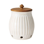 Colette Stoneware Onion Keeper, White | Prairie Lane - View 1