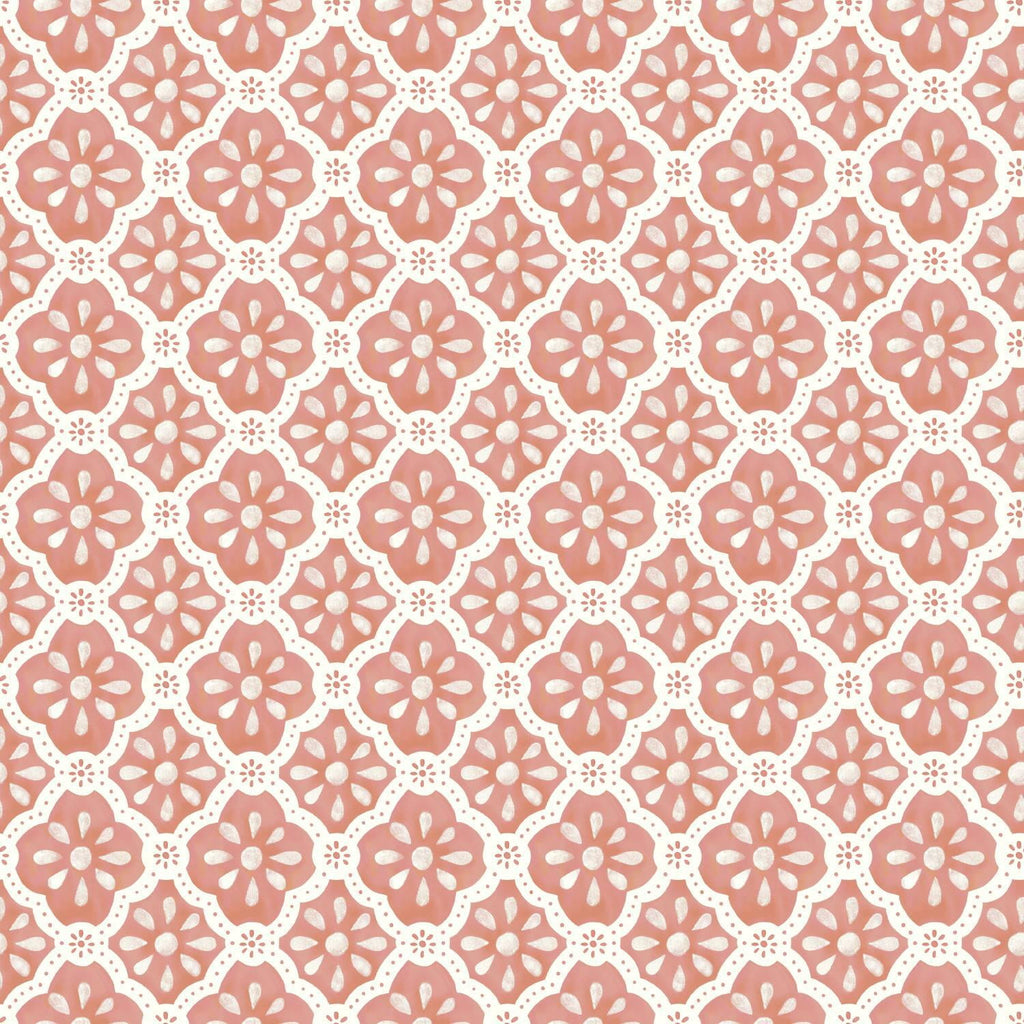 Pink Salmon Washy Trellis Peel and Stick Wallpaper, 18" x 18.86' | Prairie Lane - View 1