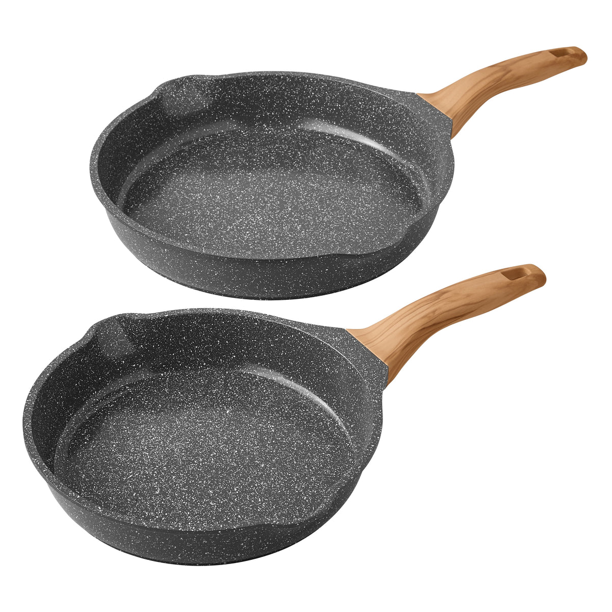 Prairie Signature 2-Piece Cast Aluminum 10" & 12" Fry Pan Set, Charcoal Speckle | Prairie Lane - View 1