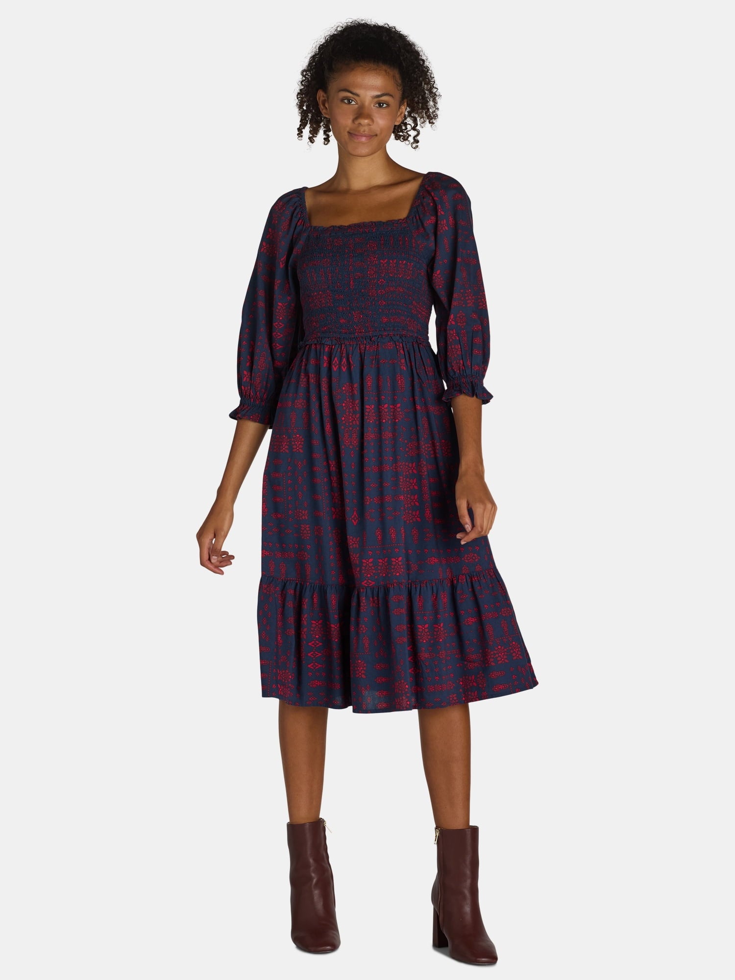 Smocked Bodice Midi Dress, Women’s and Women’s Plus, Sizes XS-3X | Prairie Lane - View 1