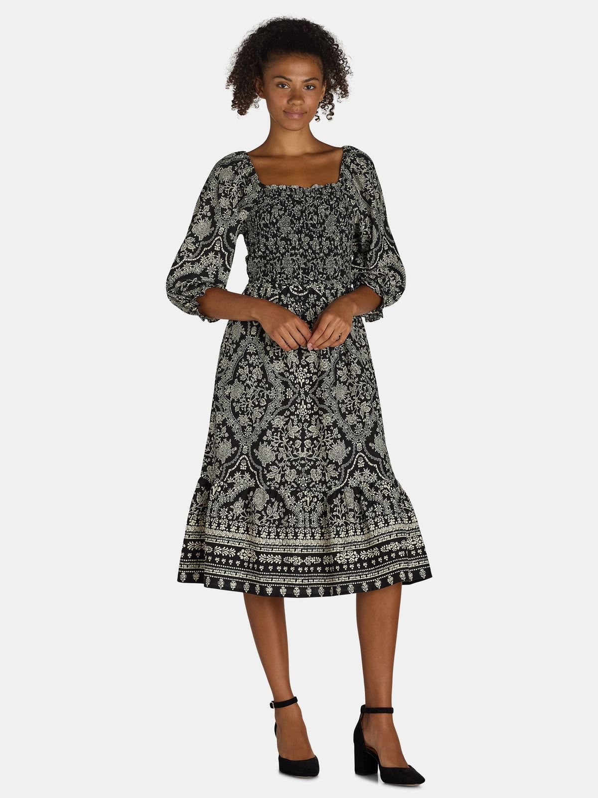 Smocked Bodice Midi Dress, Women’s and Women’s Plus, Sizes XS-3X | Prairie Lane