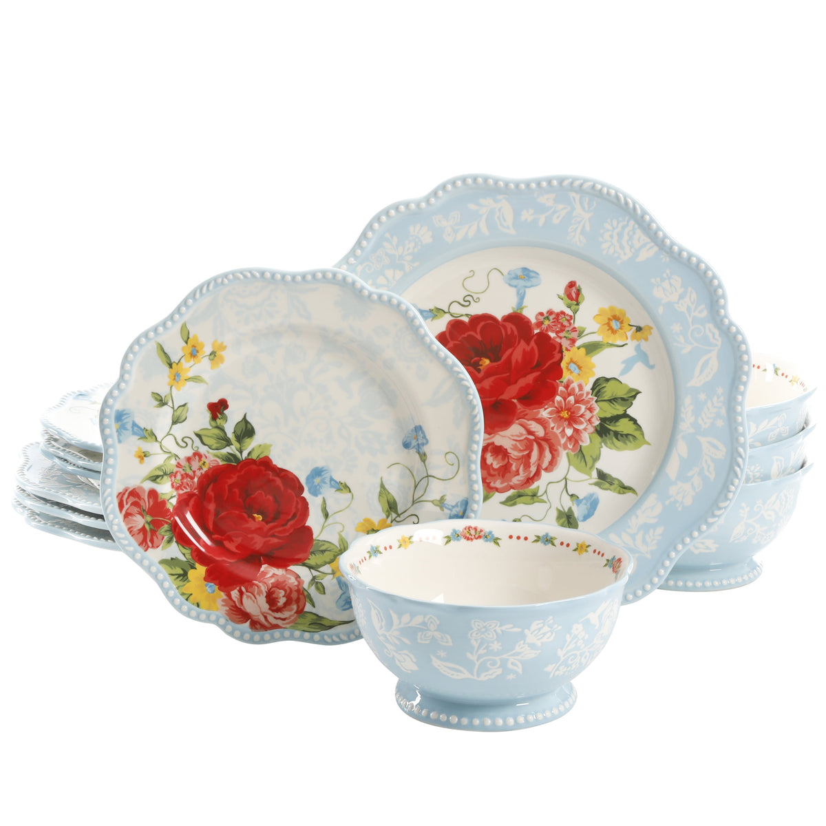 Sweet Rose 12-Piece Dinnerware Set | Prairie Lane - View 1