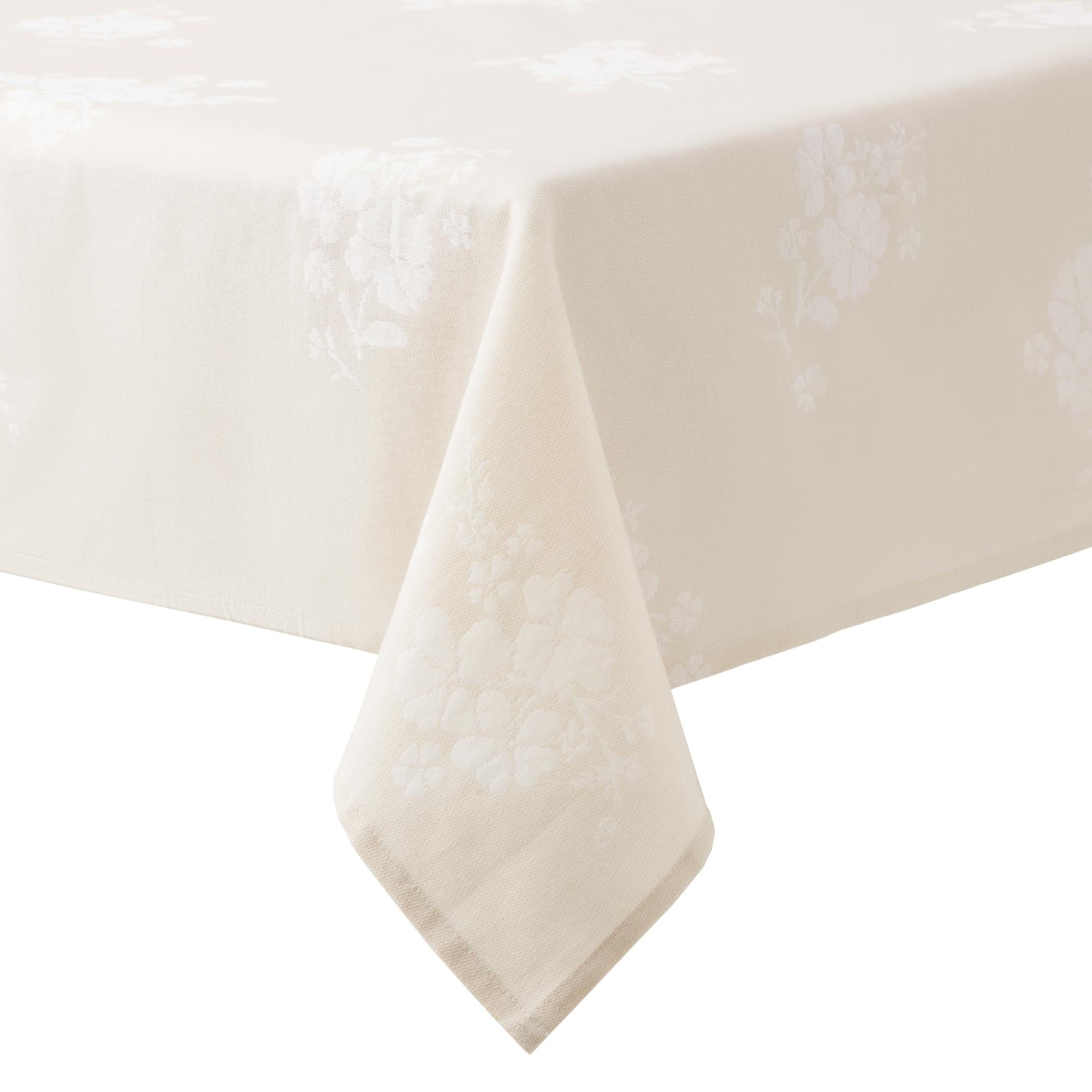 The Pioneer Woman Tonal Floral Jacquard Woven Fabric Tablecloth, Light Taupe, 60"W x 102"L