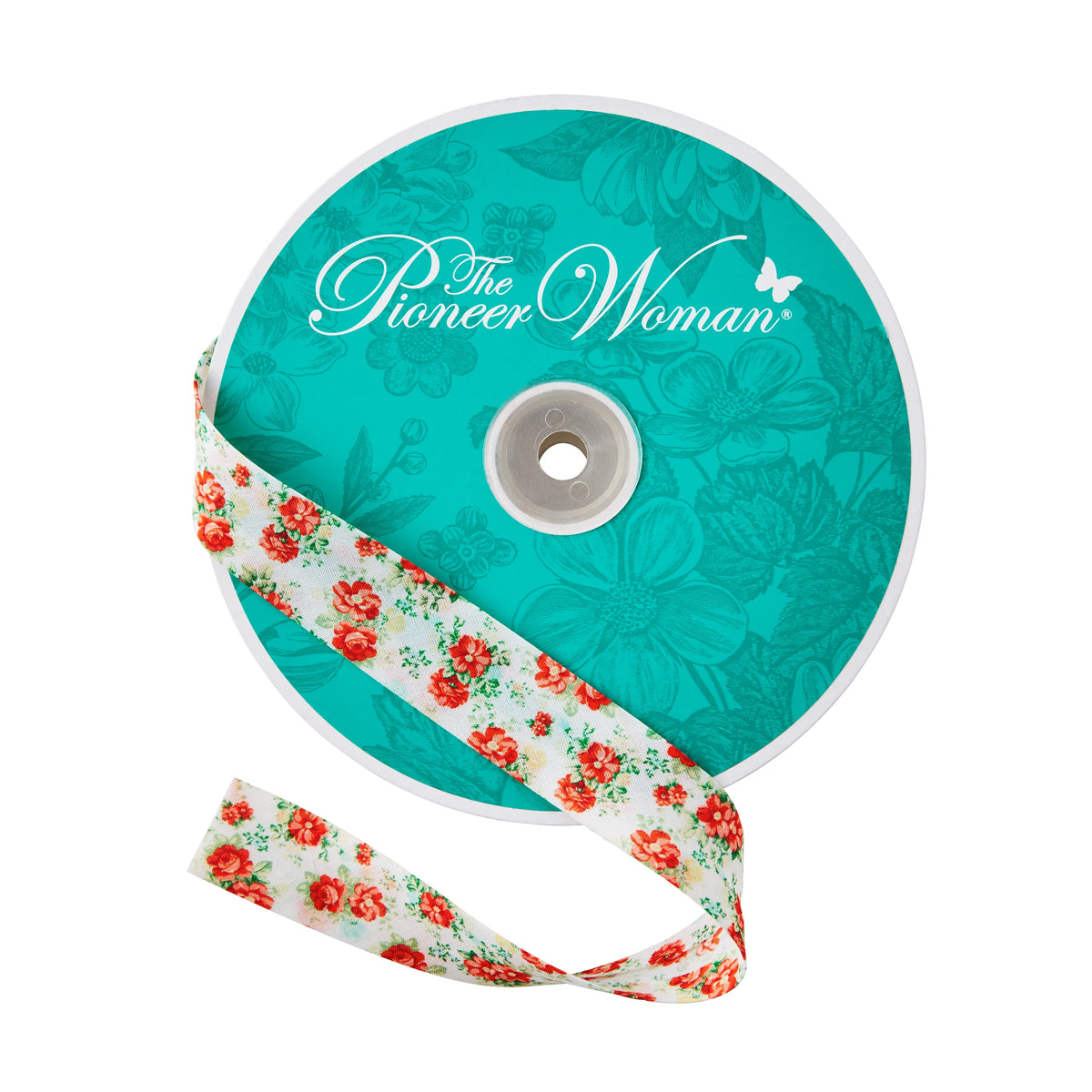 Vintage Floral White Double Fold Cotton Bias Tape Ribbon, 7/8" x 25 Yards | Prairie Lane - View 1
