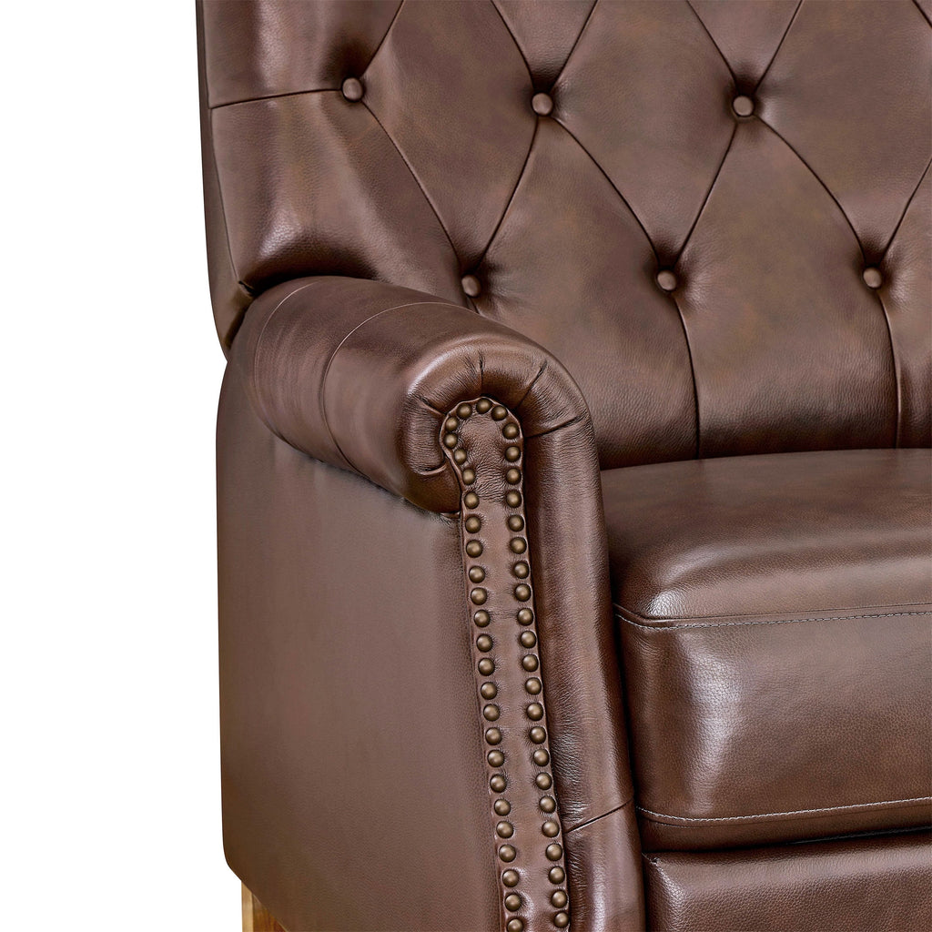 Pioneer Woman Harper Leather Recliner with Whiskey Upholstery