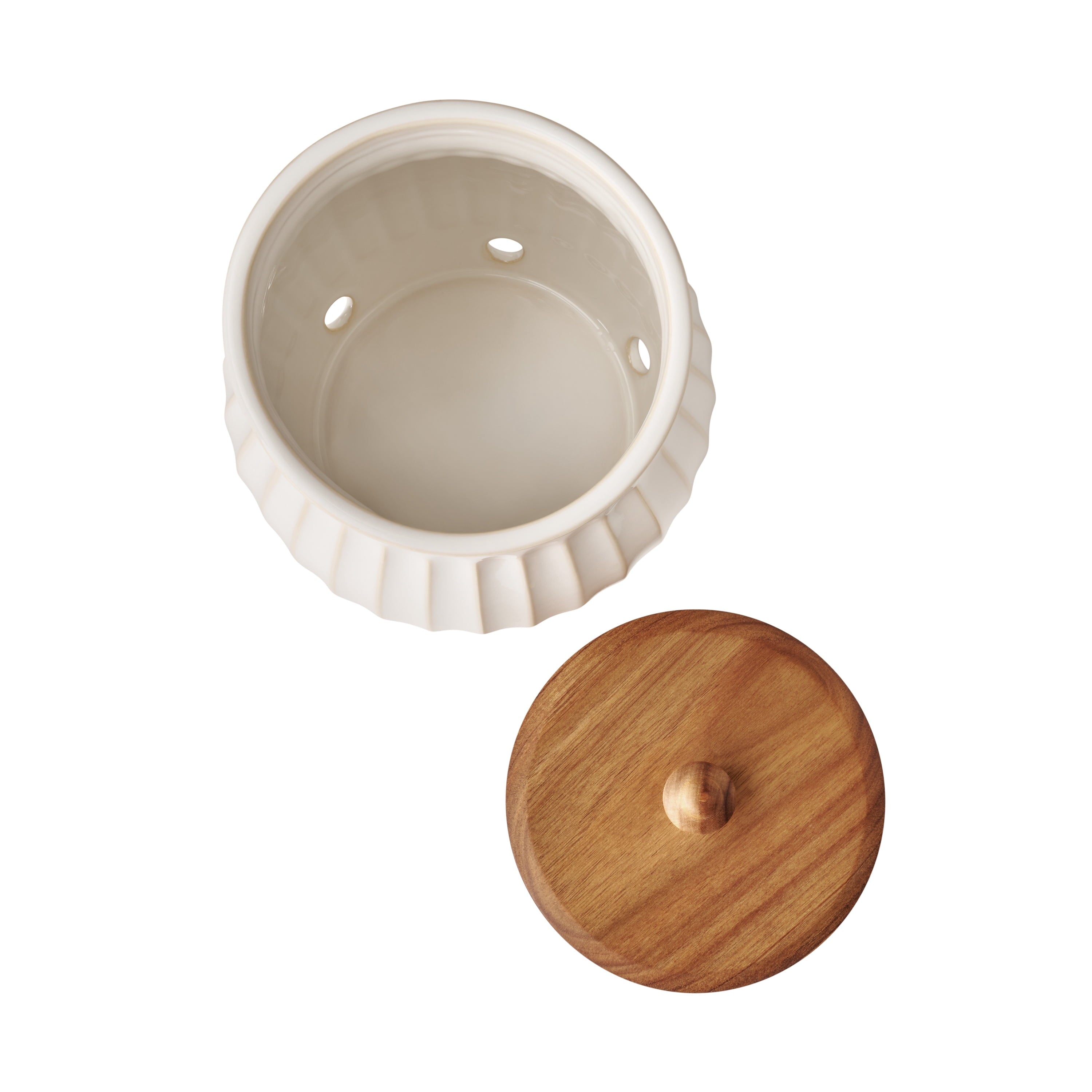 Colette Stoneware Potato Keeper, White | Prairie Lane - View 4