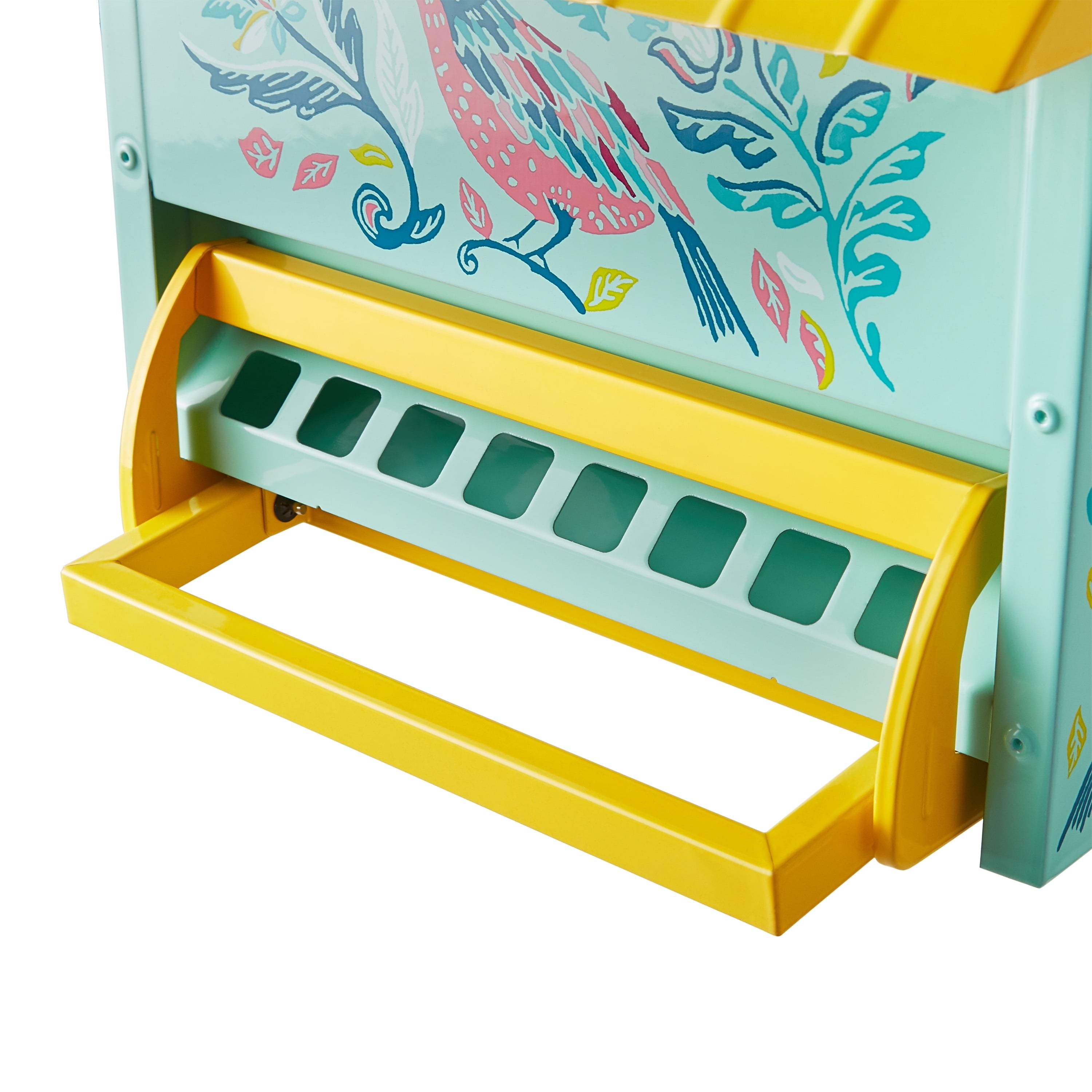 Bird Ogee Metal Squirrel Proof Hopper Bird Feeder 5.5QT , Teal Yellow | Prairie Lane - View 7
