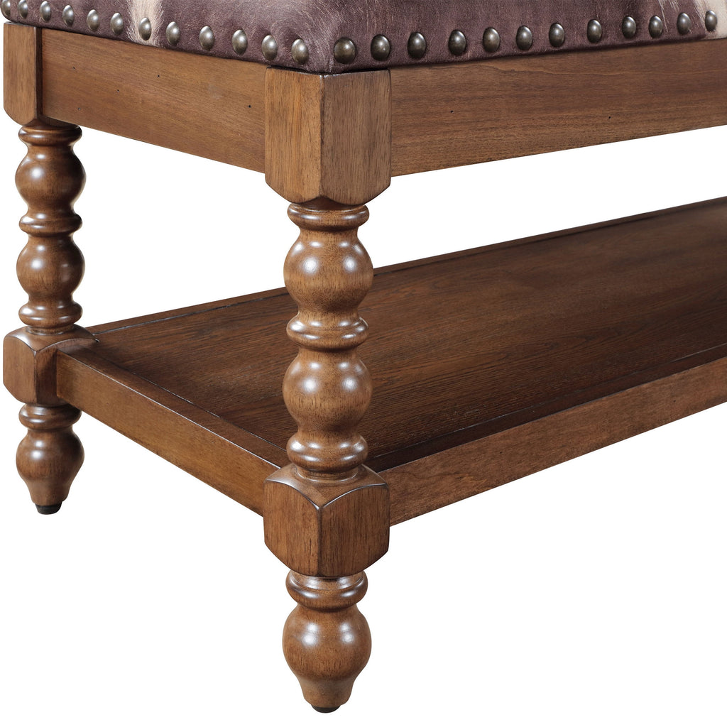 Harper Bench, Faux Cowhide Fabric | Prairie Lane - View 7