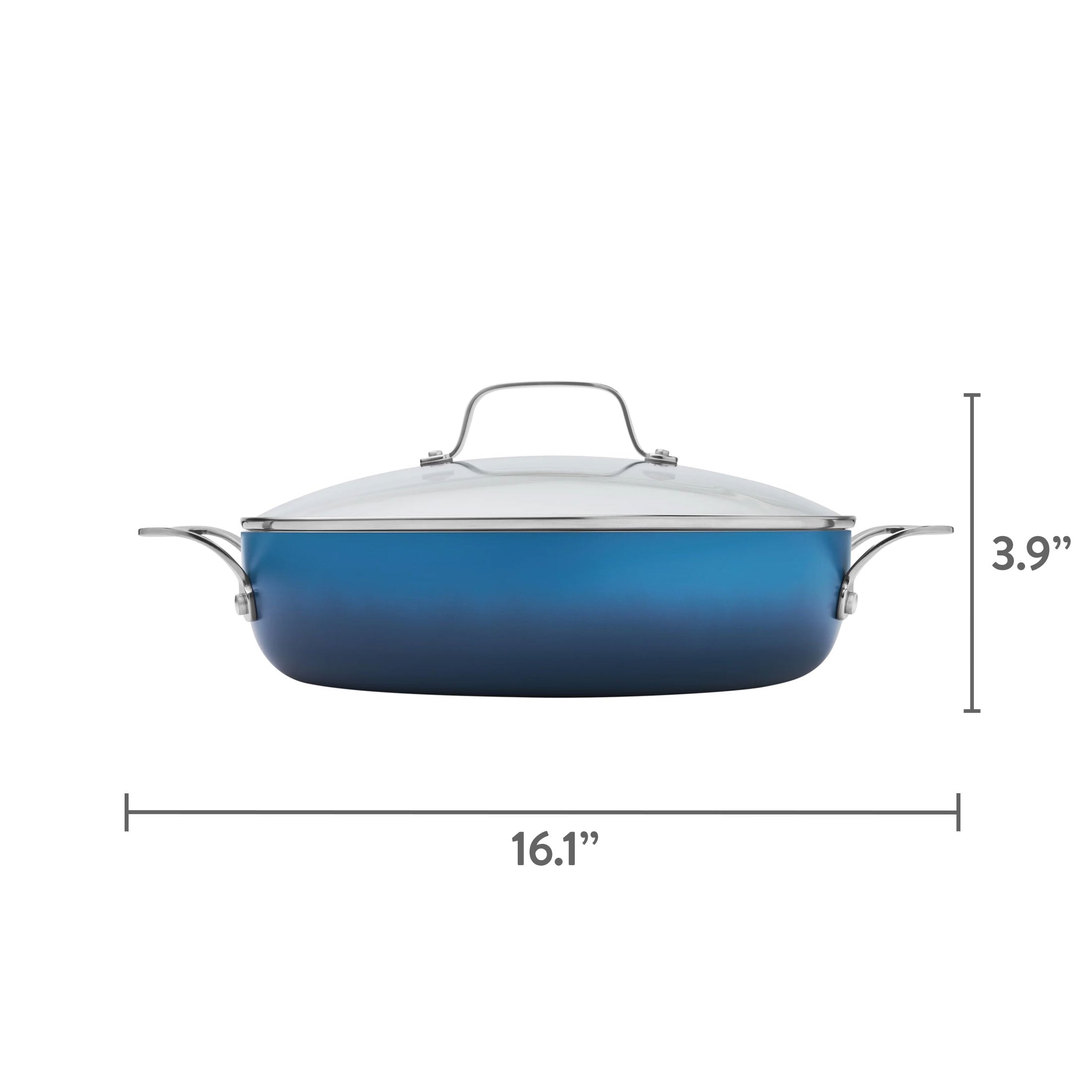 Harlow 12" Ceramic Non-Stick Everyday Pan with Lid, Denim Blue | Prairie Lane - View 9