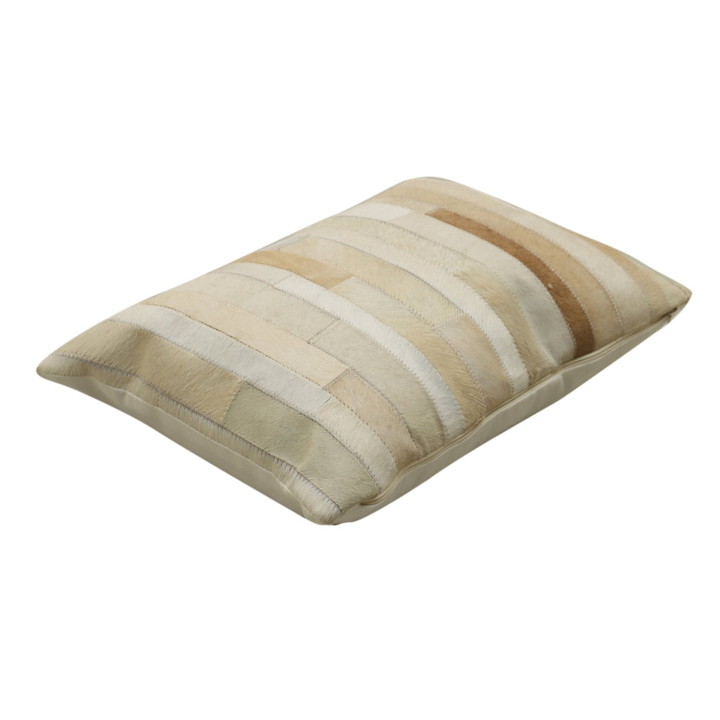 Ranch Patchwork Cowhide Lumbar Pillow 14" x 20" | Prairie Lane - View 5