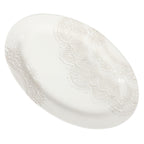 Vintage Lace 20-inch Stoneware Oval Serving Tray Platter, White | Prairie Lane - View 3