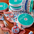 Vintage Floral White Double Fold Cotton Bias Tape Ribbon, 7/8" x 25 Yards | Prairie Lane - View 2