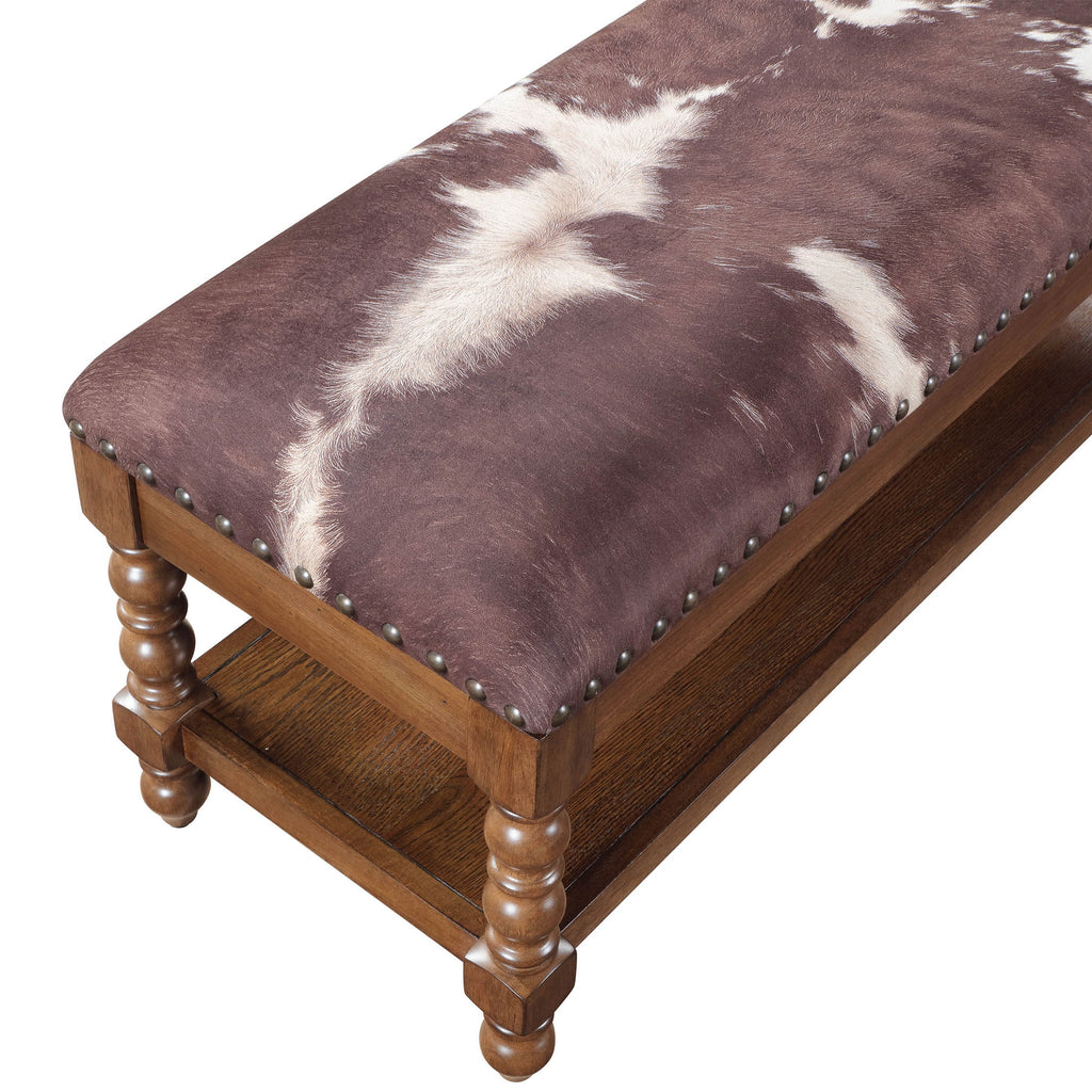 Harper Bench, Faux Cowhide Fabric | Prairie Lane - View 8