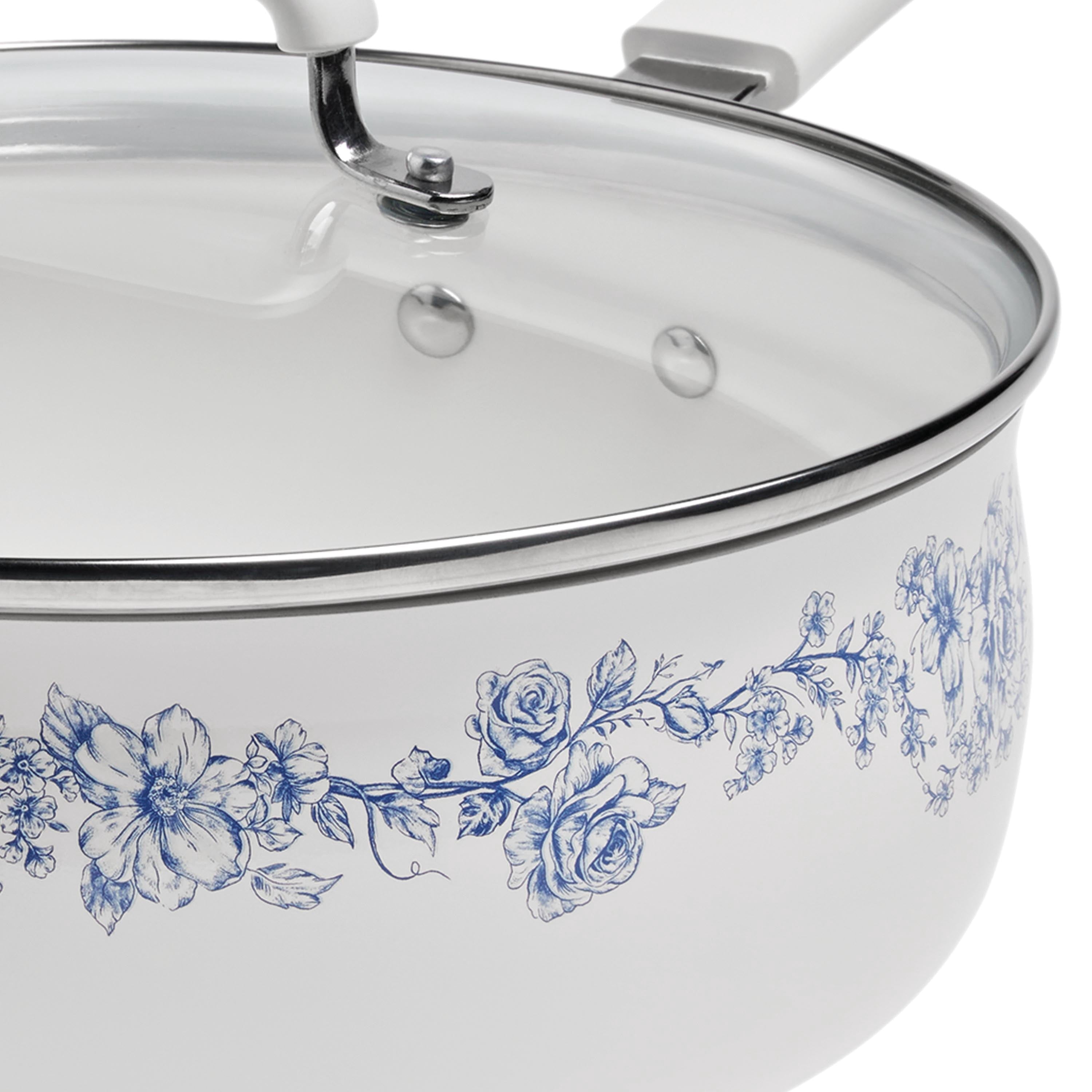 12-Piece Classic Ceramic Cookware Set, Agatha Blue | Prairie Lane - View 12