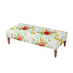 Vintage Floral Fabric Rectangular Ottoman, White | Prairie Lane - View 2