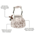 The Pioneer Woman 2.0-Quart Enamel on Steel Agatha Tea Kettle, Brown