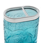 Teal 2 Piece Embossed Glass Bath Accessory Set, The Pioneer Woman Amelia