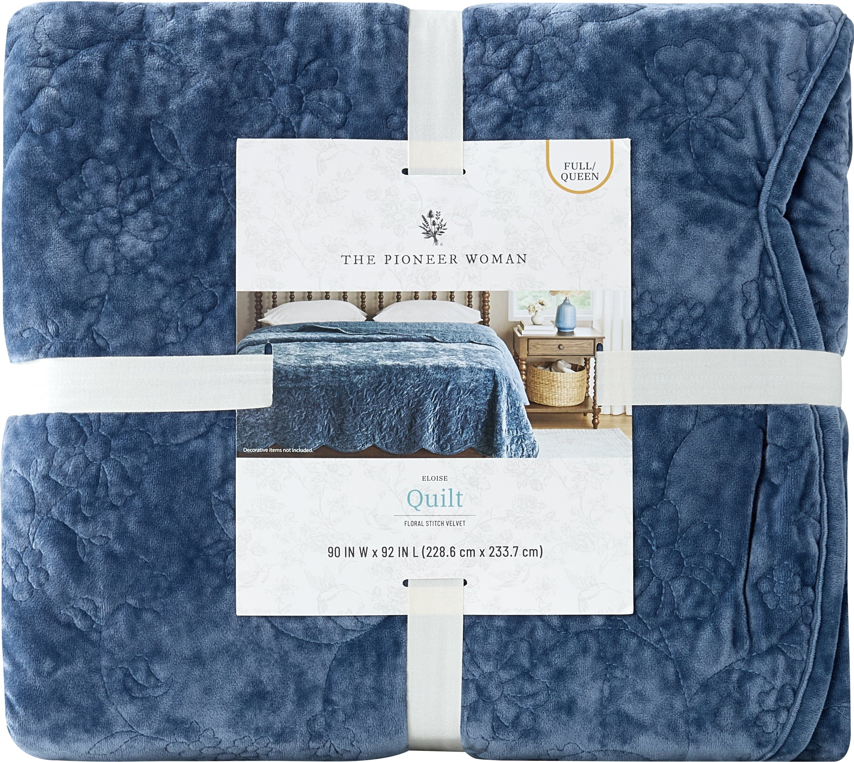 Eloise Floral Velvet Quilt, Full/Queen, Blue Dust Bedding | Prairie Lane - View 9