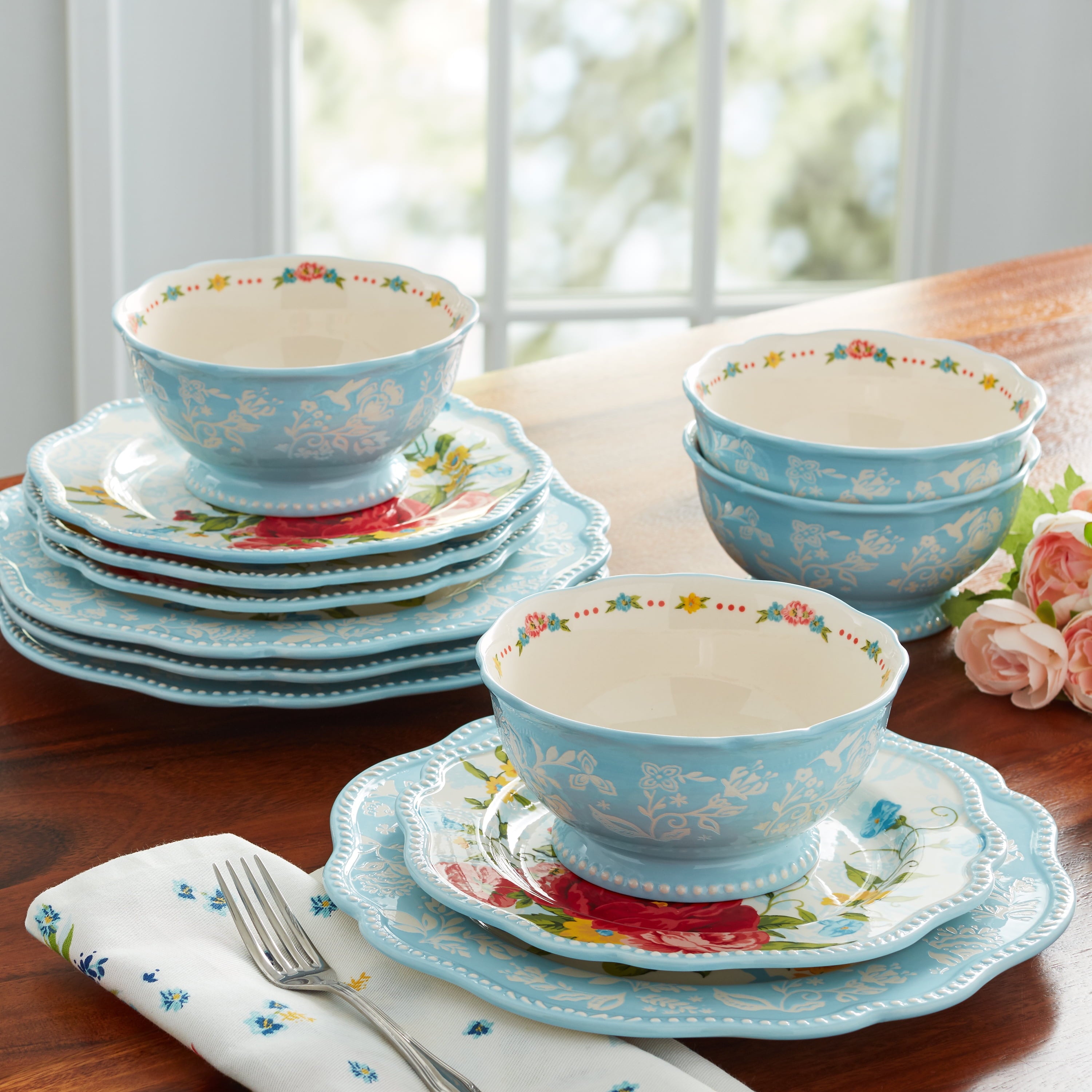 Sweet Rose 12-Piece Dinnerware Set | Prairie Lane - View 2
